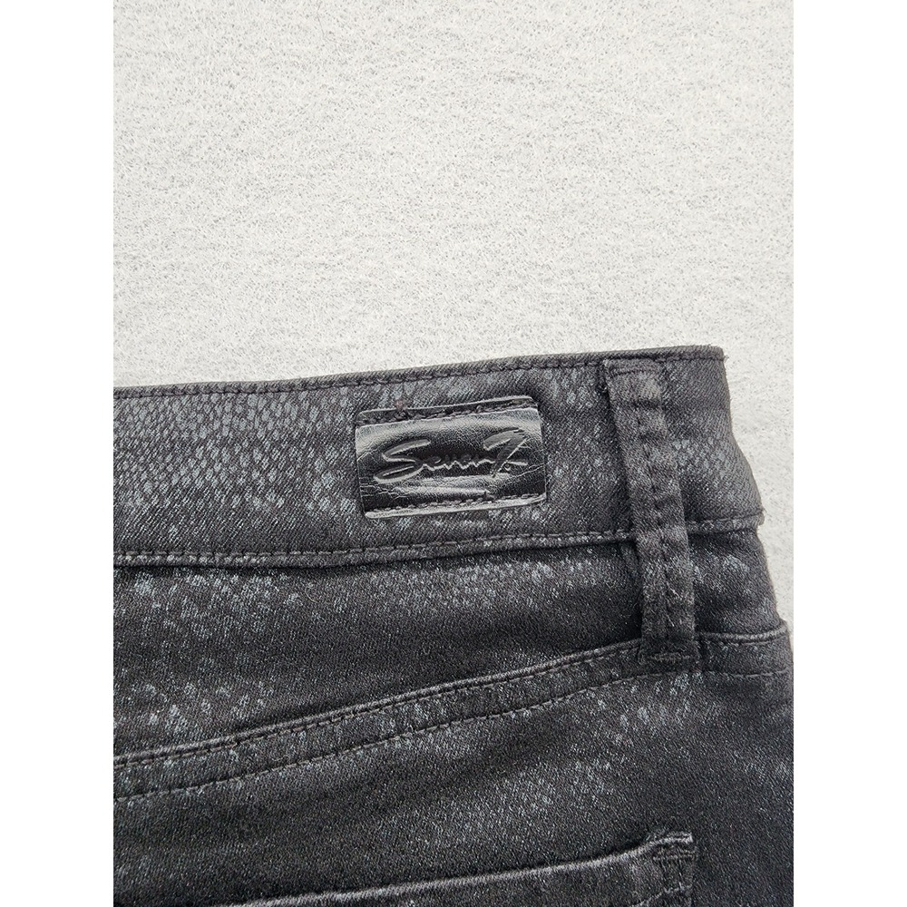 Seven7 Ultra High Rise Skinny Jeans Black Snakeskin Animal Print Pants Size 10 - Picture 8 of 15